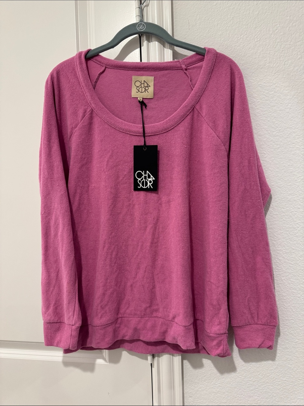 Chaser Pink Raglan Sleeve Crewneck Sweatshirt